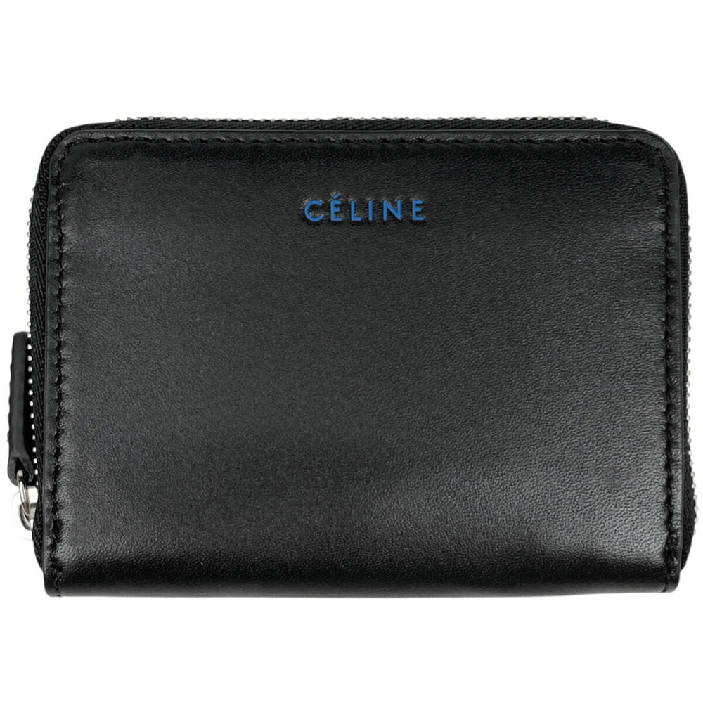 Celine zipper leather logo black card Wallet round - Picture 2 of 5